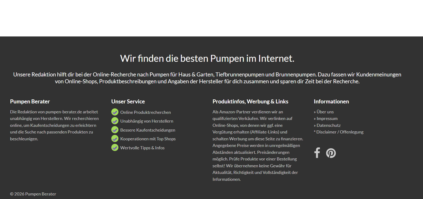 Affiliate-Nischseite Pumpen-Berater